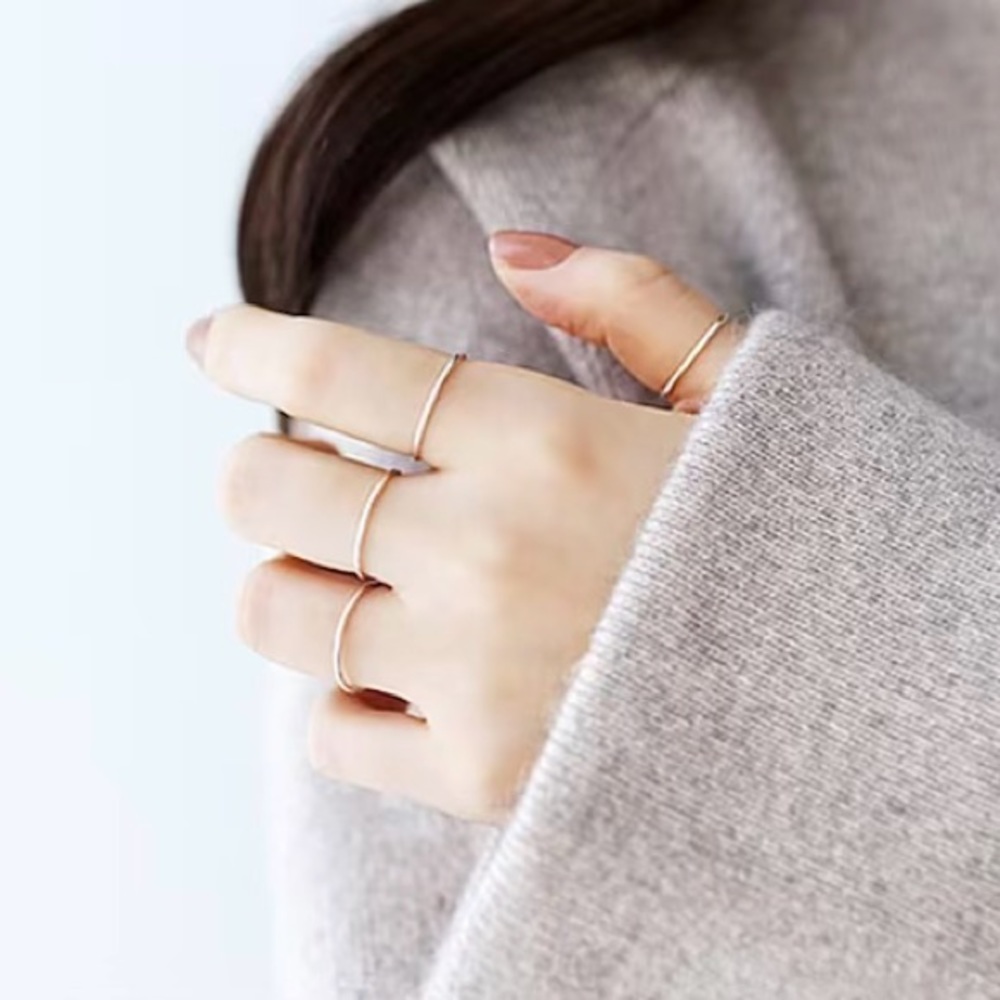Dainty Gold Color Sterling Silver Stacking Ring (Size 6 US)